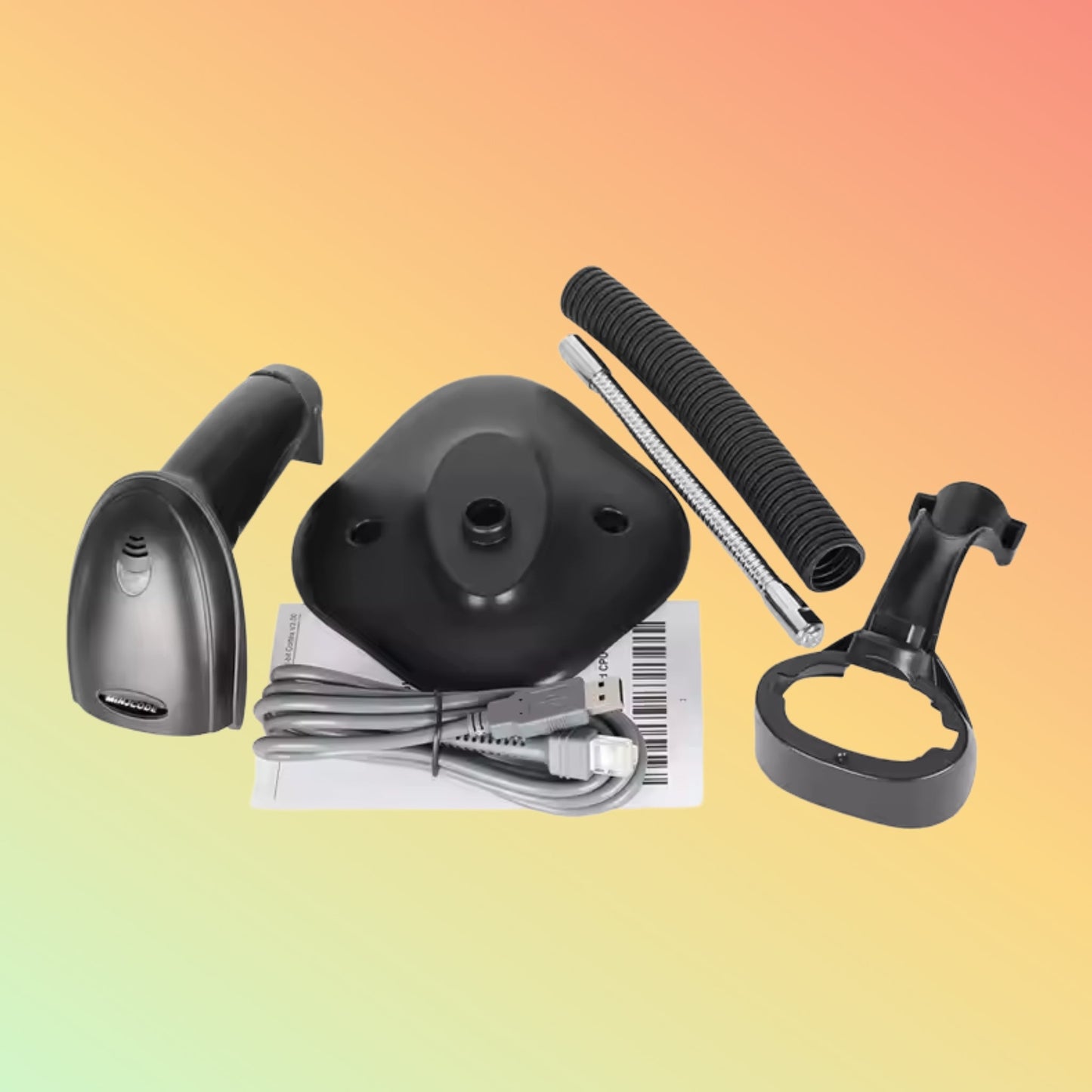 MiNJCODE MJ2809AT 1D Laser Wired USB Hand-free Scanner Stand Laser Barcode Scanner