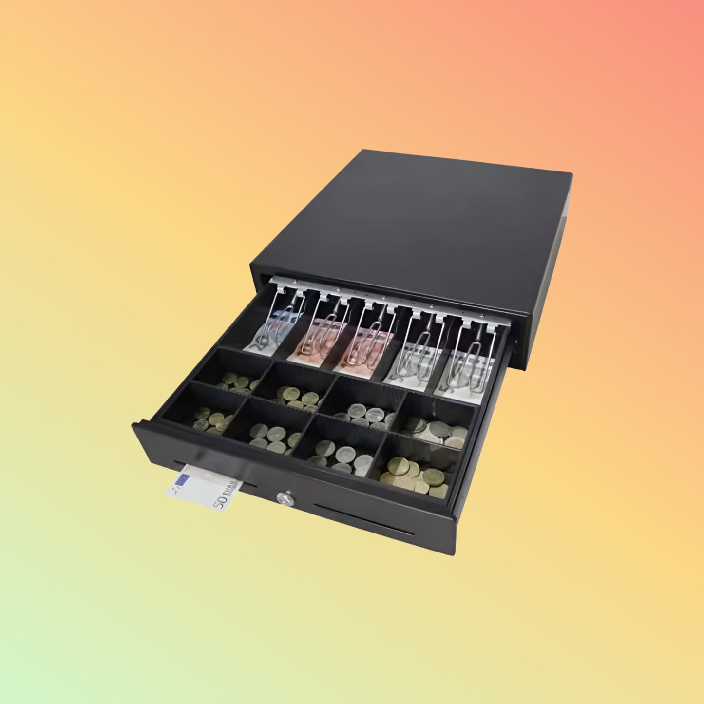 MAKEN China manufacture MK-410T 5 bill 8 coins metal touch open manual push cash drawer