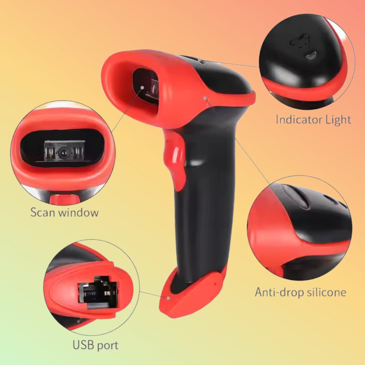 MiNJCODE MJ2816 Handheld 1D CCD Wired Barcode Scanner Code Reader